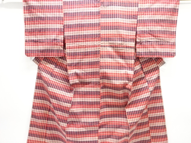 JAPANESE KIMONO / ANTIQUE CHECKERED COTTON HITOE KIMONO
